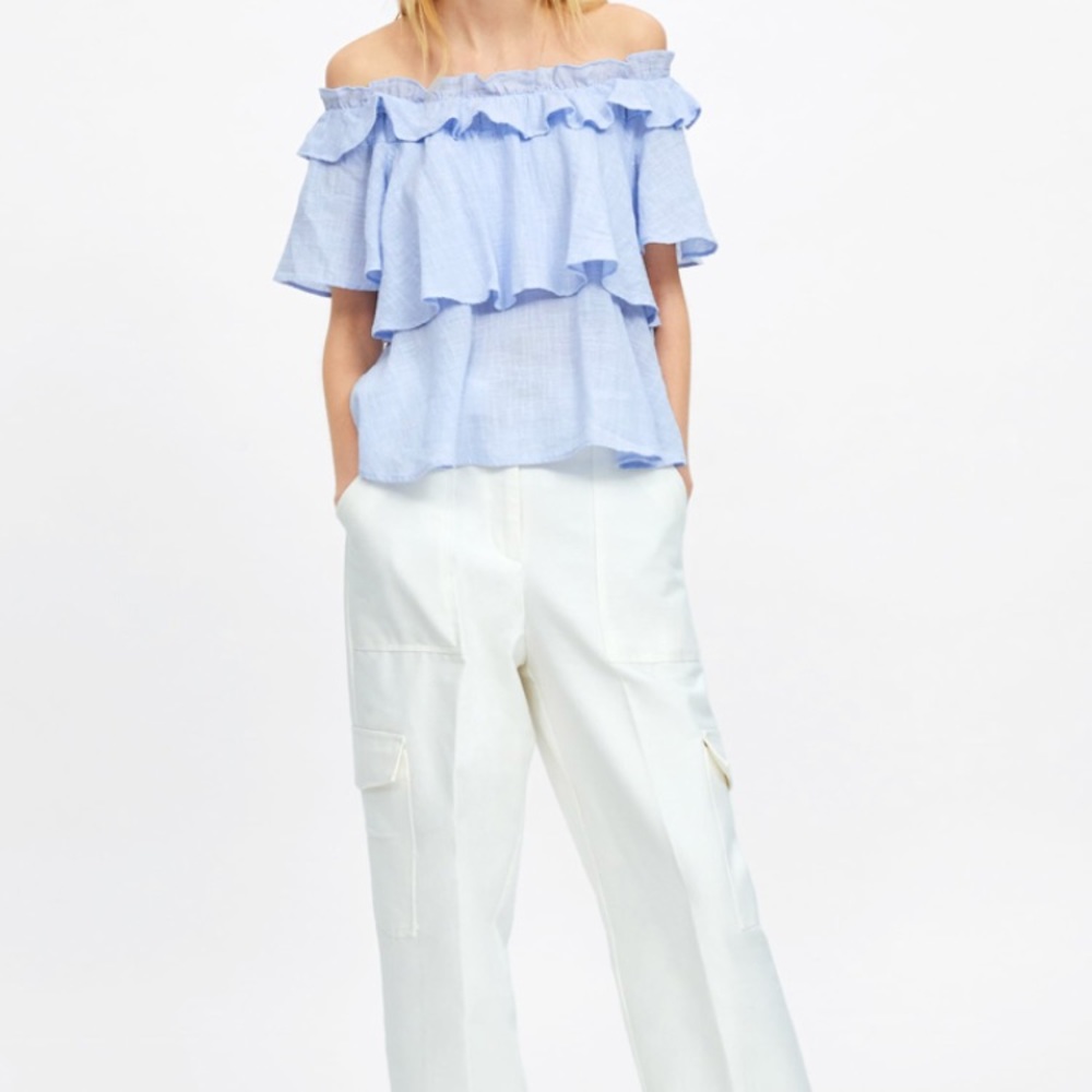 < Zara > Ruffled top shirt - Picture 3 of 4